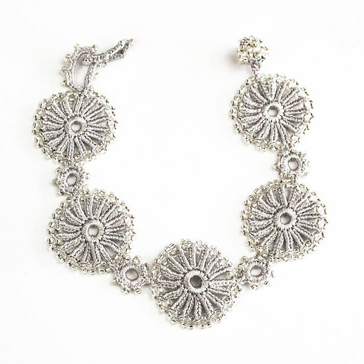 "Chain of Circles" Silk hand crocheted Bracelet for wholesale by Silk Wool and Bijoux
