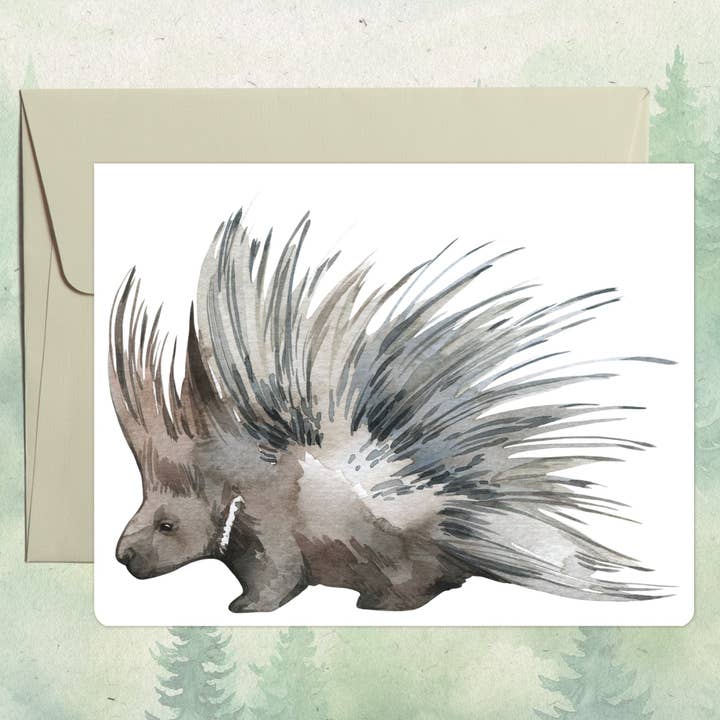 Tarjeta de felicitación hecha a mano con diseño de puercoespín para venta al por mayor de Soul Familiar