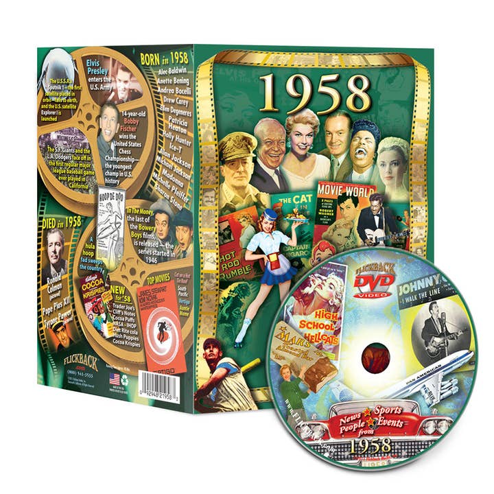 Flickback – Großhandel Geburtstagskarten – 1958 Flickback DVD Video Grußkarte, Geschenk zum Geburtstag oder Jahrestag