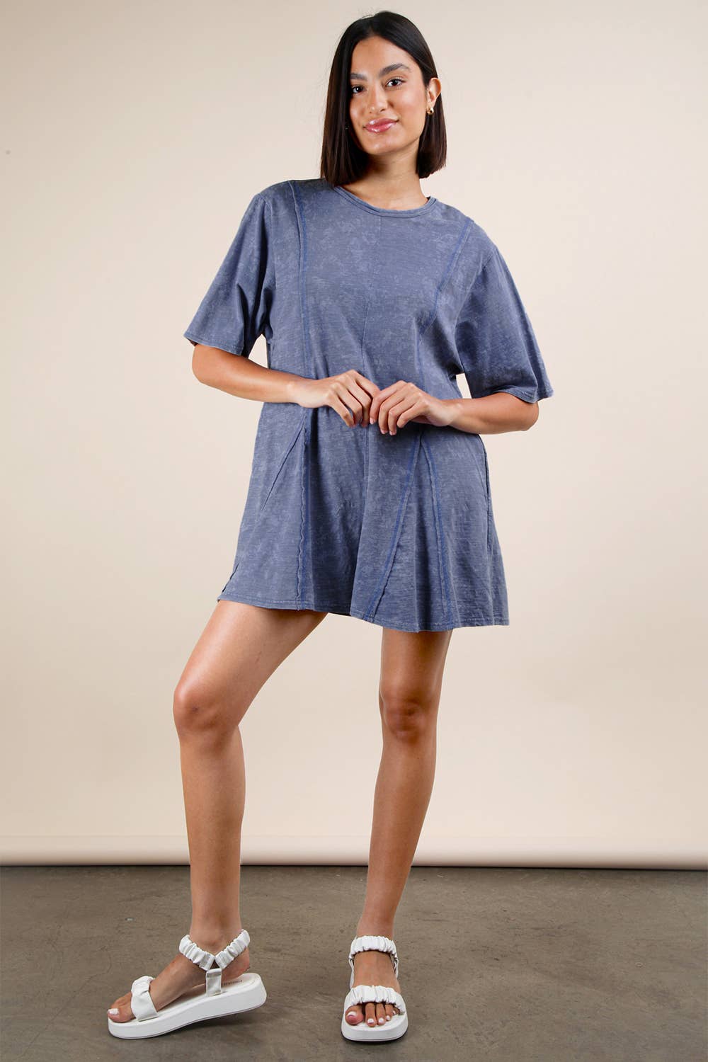 VERY J - Wholesale Romper - Women's - NP70727-Mineral Washed Oversized Knit Comfy Romper10