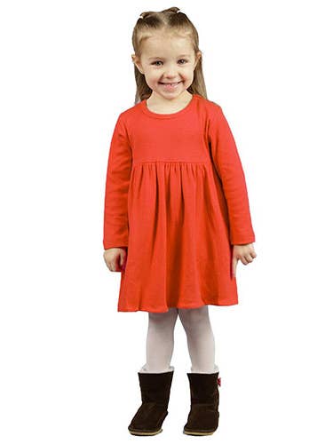 Toddler Long Sleeve Empire Dress, Girls Solid Dresses for wholesale by MONAG