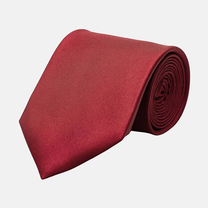 RUMI - Wholesale Necktie - Men's - Handmade Luxury Plain Silk Tie - Burgundy6