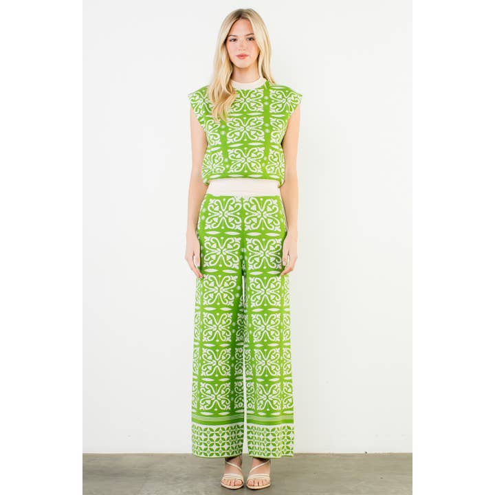 Pantalon en maille à motif floral pour la vente par THML