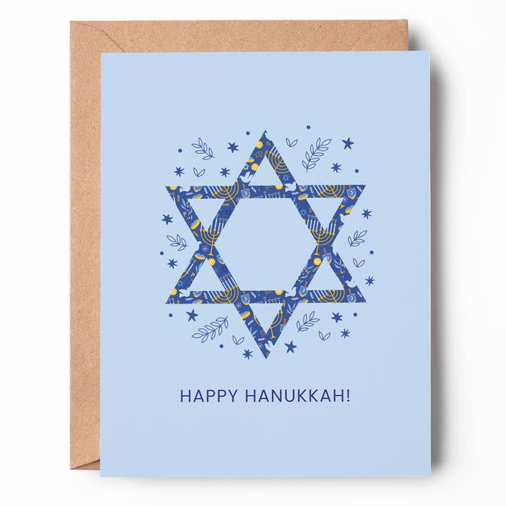 Cartão Hanukkah Estrela de David HK08 Cartão Happy Hanukkah por atacado de Oakwind Hollow