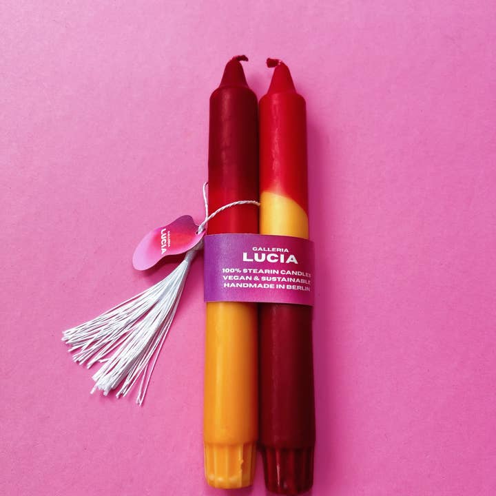 Galleria Lucia - Wholesale Tapered Candle/Candlestick - Handmade dinner candles|Set of 2|Vegan Stearin | Burgundy