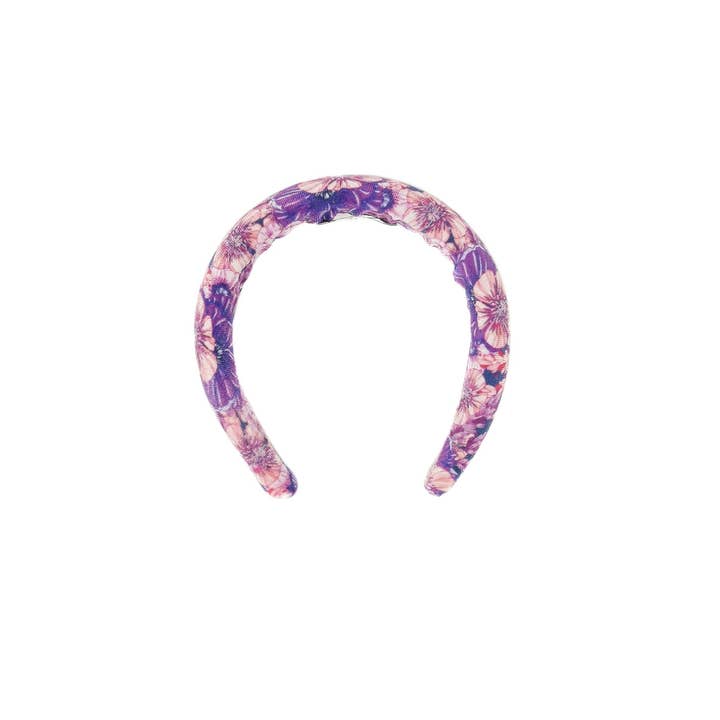 Tétè Handmade Accessories - Vendita all'ingrosso Fascia per capelli - Donna - Cerchietto bombato in velluto fantasia fiori viola