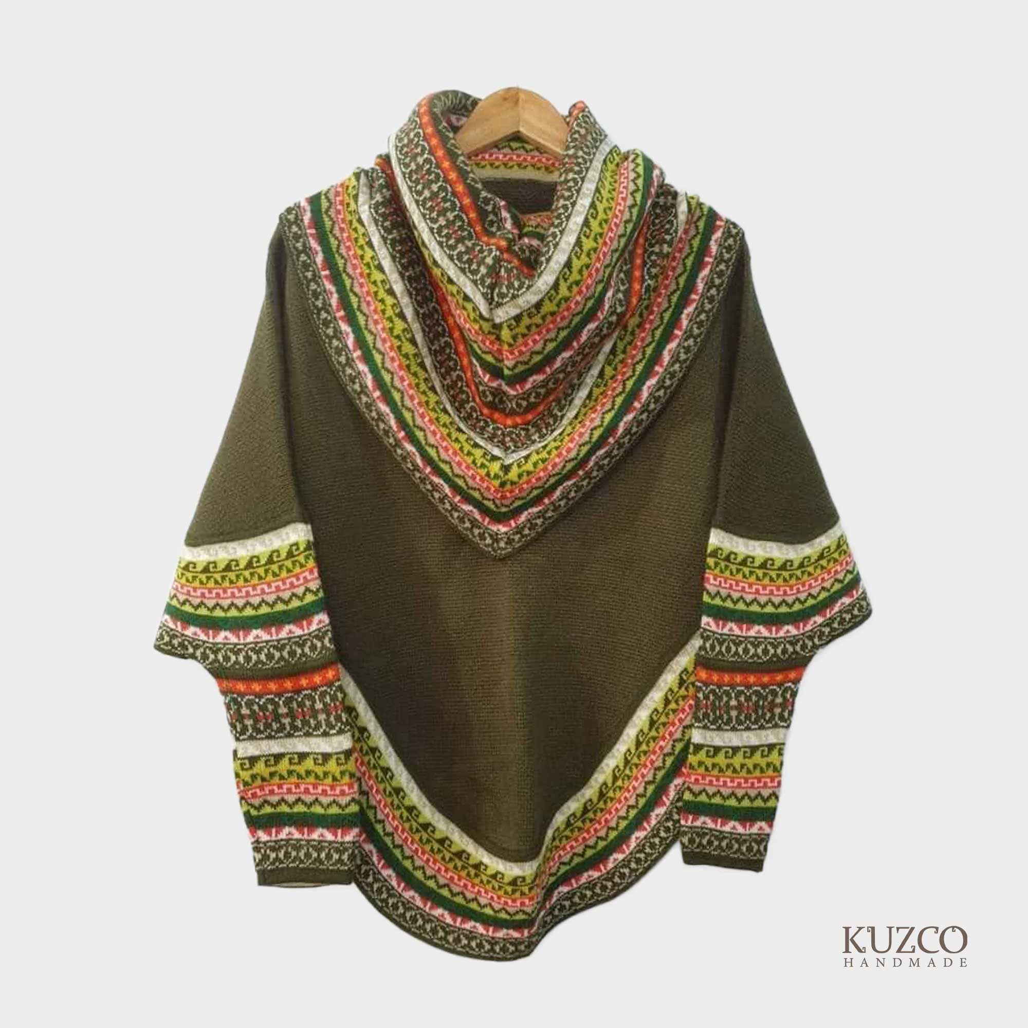KuzcoHandmade - Wholesale Poncho - Women's - Alpaca Cowl Neck Poncho with Ethnic Pattern, Elegant & Cozy13