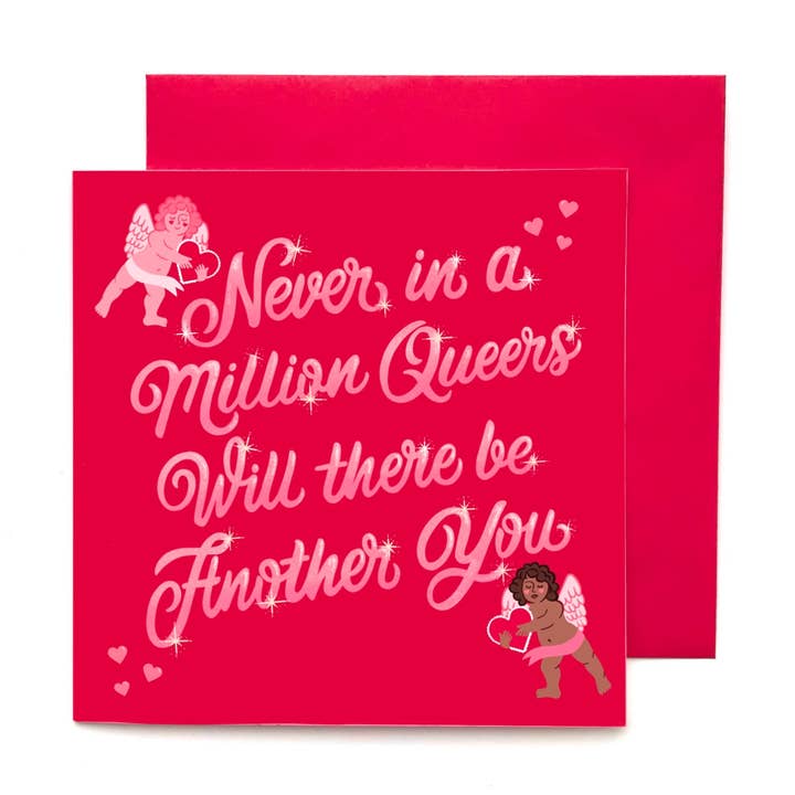 Aldrig i en million Queers kerub Lykønskningskort for engroshandel hos Chubby Cherub Co.