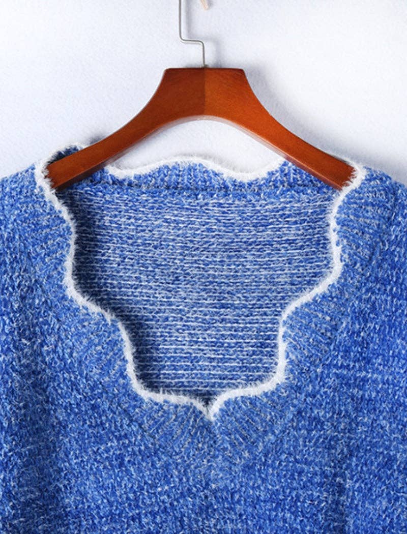 Masyal - Wholesale Knit Sweater - Women's - Scallop Trim Knit Sweater2