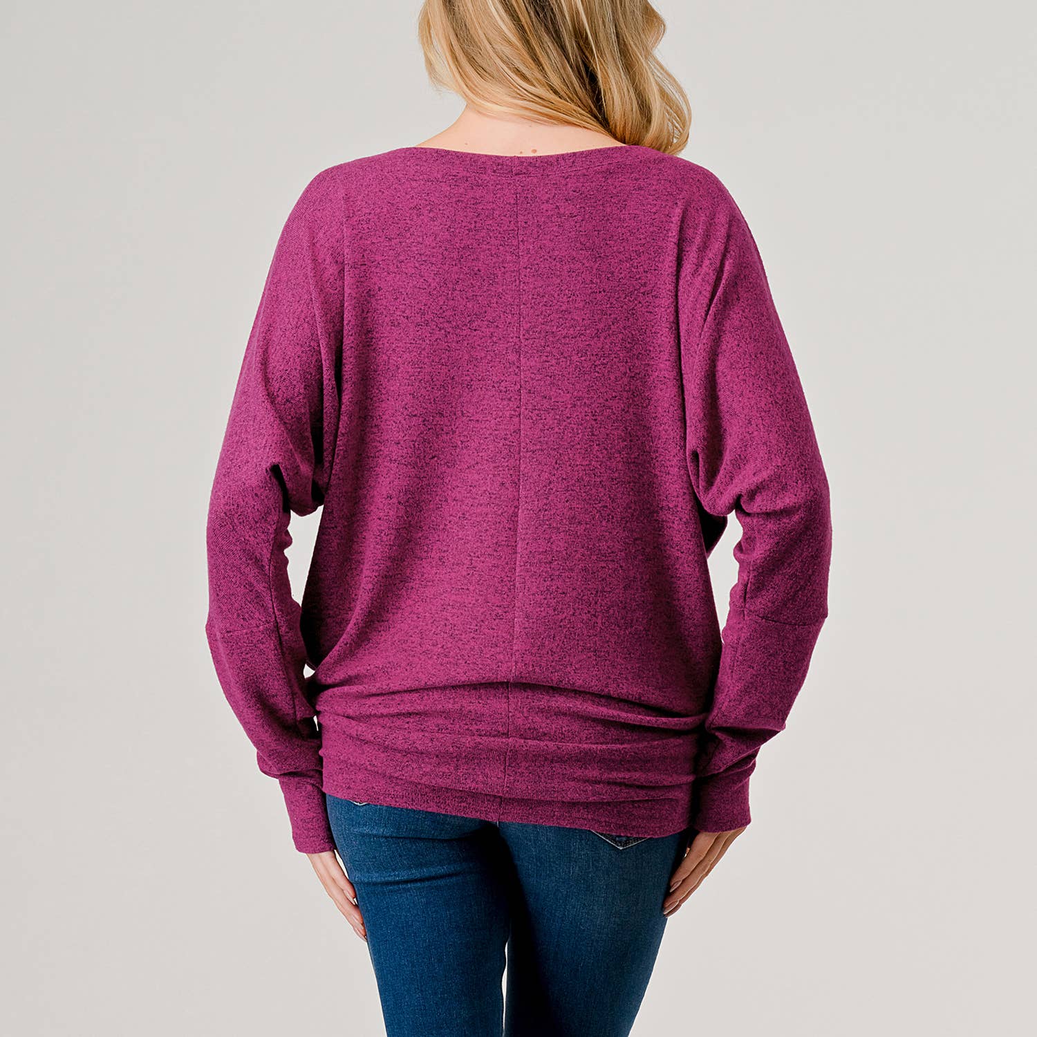 Heimious - Vente Haut en maille – femme - Haut en tricot Hacci à manches longues et col rond à manches Dolman, 270122