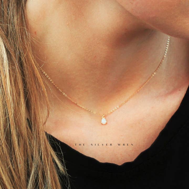 The Silver Wren - Wholesale Pendant/Charm Necklace - Nyla Ultra Tiny Opal Necklace