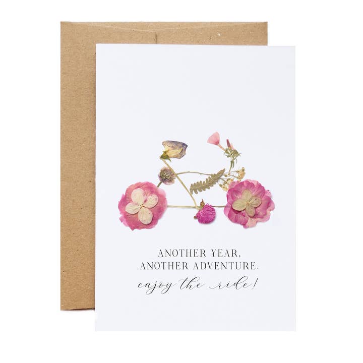 Bicicleta, A Vida é uma Aventura, Aproveita o Passeio, Bicicleta com Flores, Cartão Grande por atacado de Seek & Bloom Creative Co.