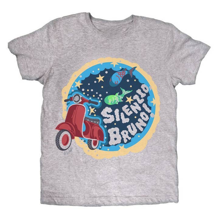 Silenzio Bruno Vespa Heather Grey T-Shirt By La Barbuda for wholesale by La Barbuda - No U.S. custom fees