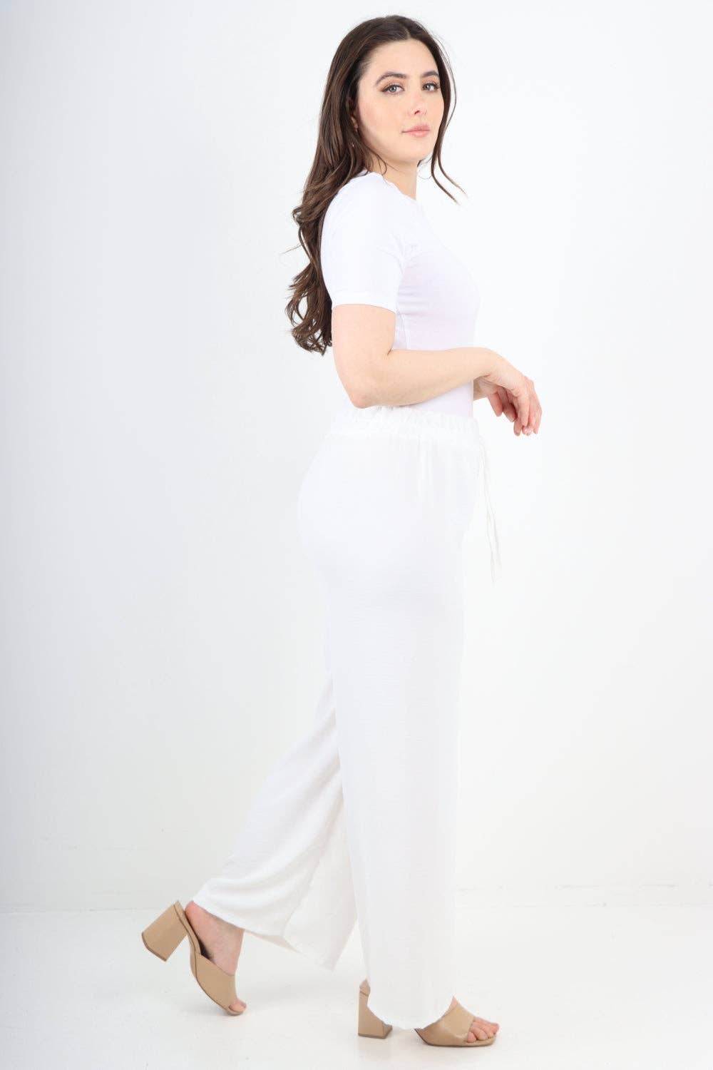 Miss Bold – wholesale Pants – Women's – Italian Elastic Waistband Drawstring Wide Leg Trousers48