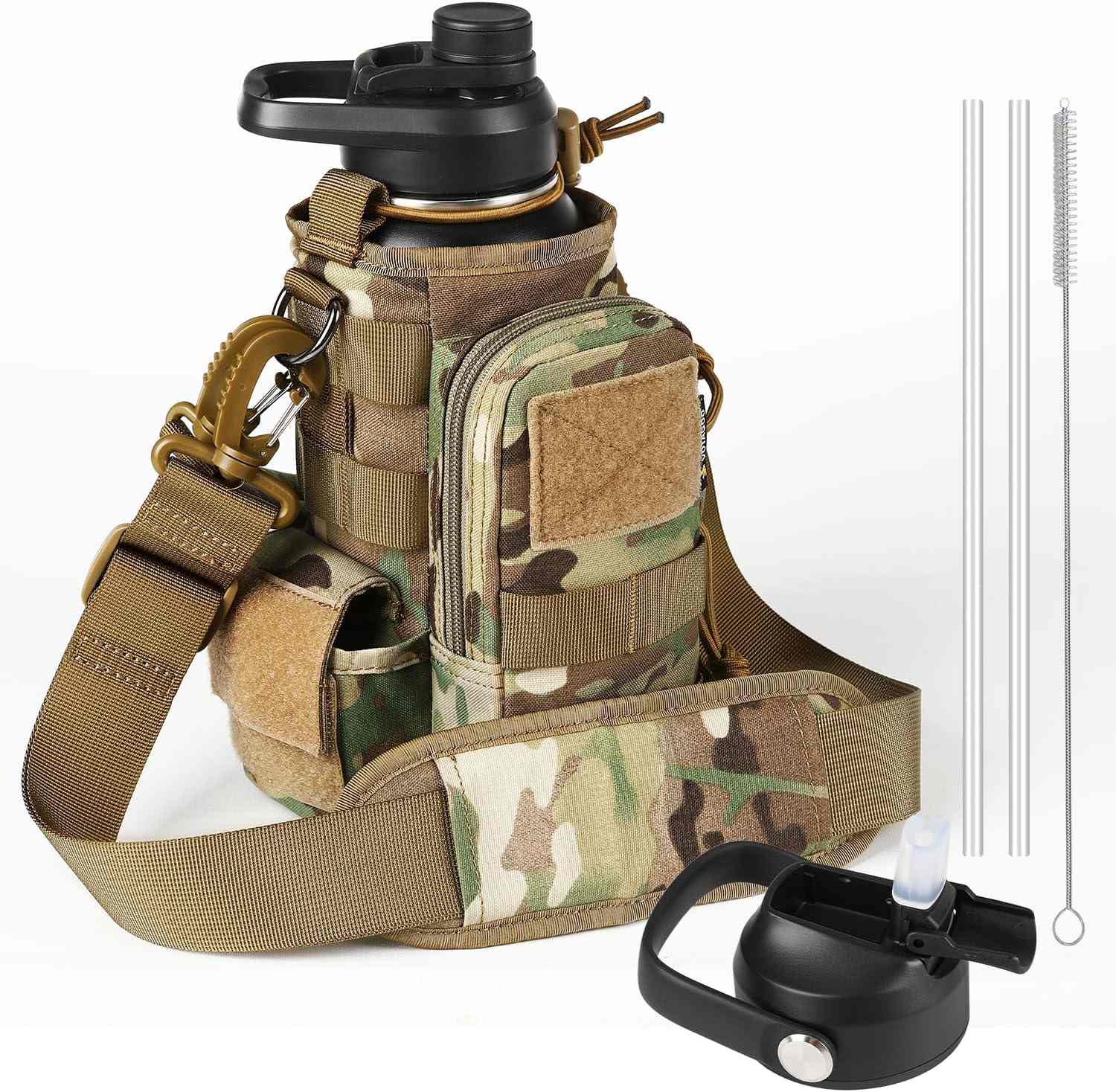 Antarctica Outdoors - Wholesale Water Bottle - Votagoo 64Oz Half Gallon Stainless Steel Insulated Tactical Water Bottle with Metal Military Water Bottle Tactical Carrier Bag6