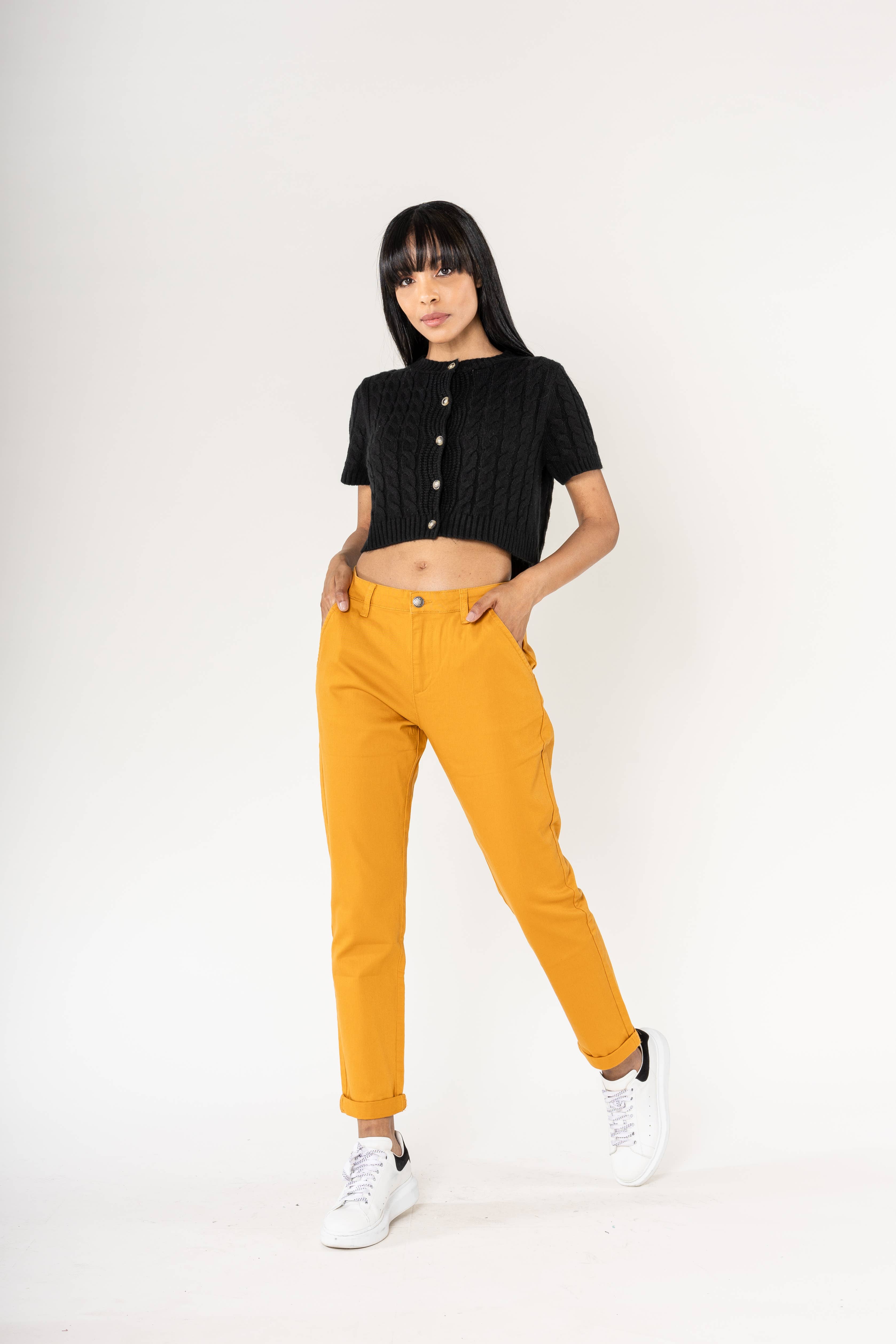 Nina Carter - Vente Pantalon – femme - Pantalon chino stretch taille haute confort Nina Carter J25012