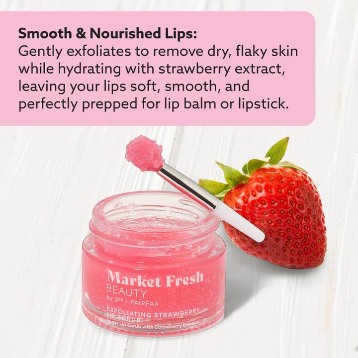 Market Fresh Beauty - Wholesale Lip Scrub/Polish - Market Fresh Beauty Pretty Pout Lip Kit – Exfoliating Strawberry Lip Scrub & Cherry Lip Peptide Serum | Hydrates, Smooths, and Revitalizes | Cruelty-Free & Clean Beauty2