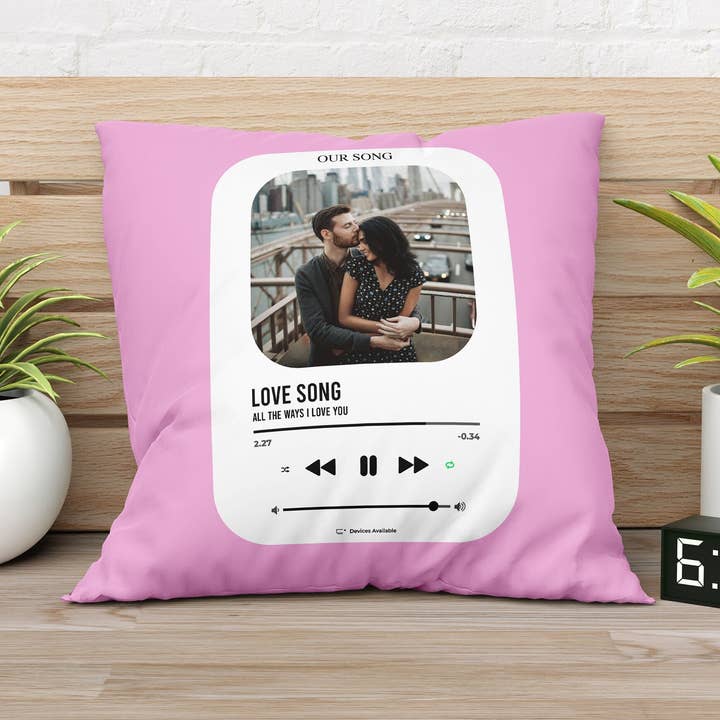 Personalized Love Song Custom Photo Pillow for wholesale by Sam and Zoey
