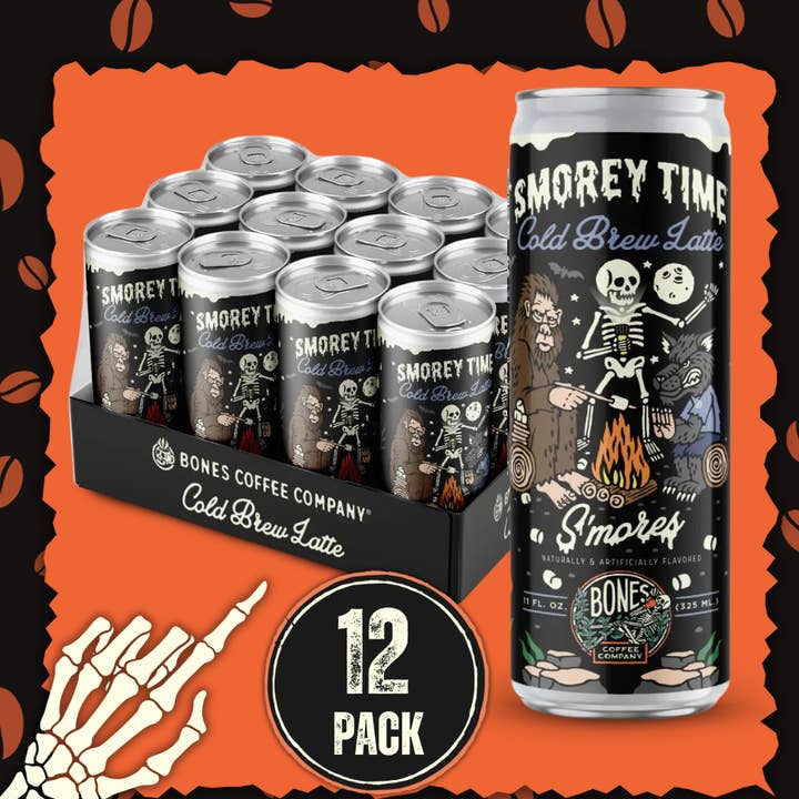 S'morey Time Cold Brew Latte | Confezione da 12 | Caffè ghiacciato in scatola per la vendita all'ingrosso da parte di Bones Coffee Company