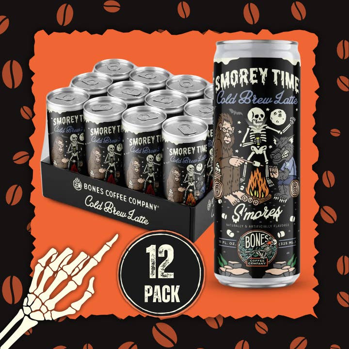 Bones Coffee Company - Wholesale Iced Coffee/Cold Brew - S'morey Time Cold Brew Latte | 12-Pack | Iced Canned Coffee