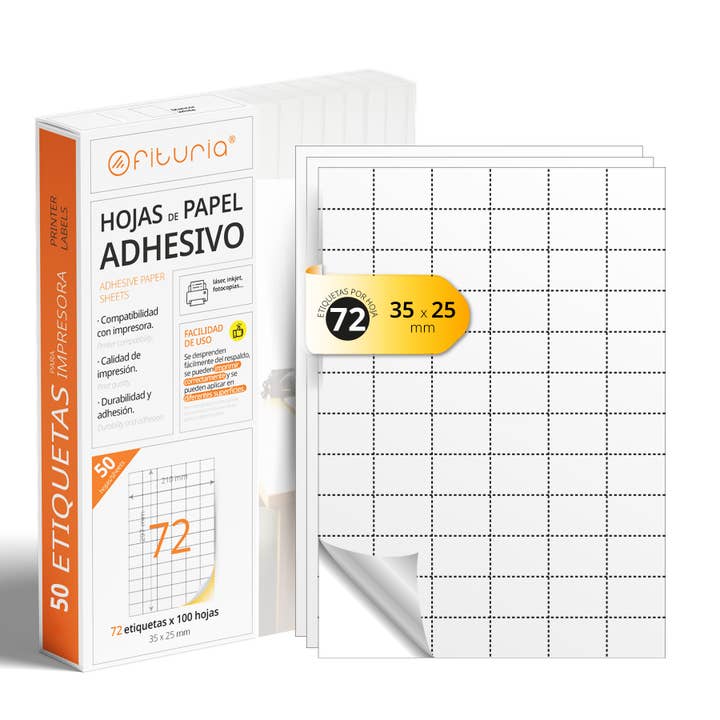 MEDEL OFFICE - Wholesale Sticker - A4 Adhesieve witte etiketten voor printen - 72x50 mm