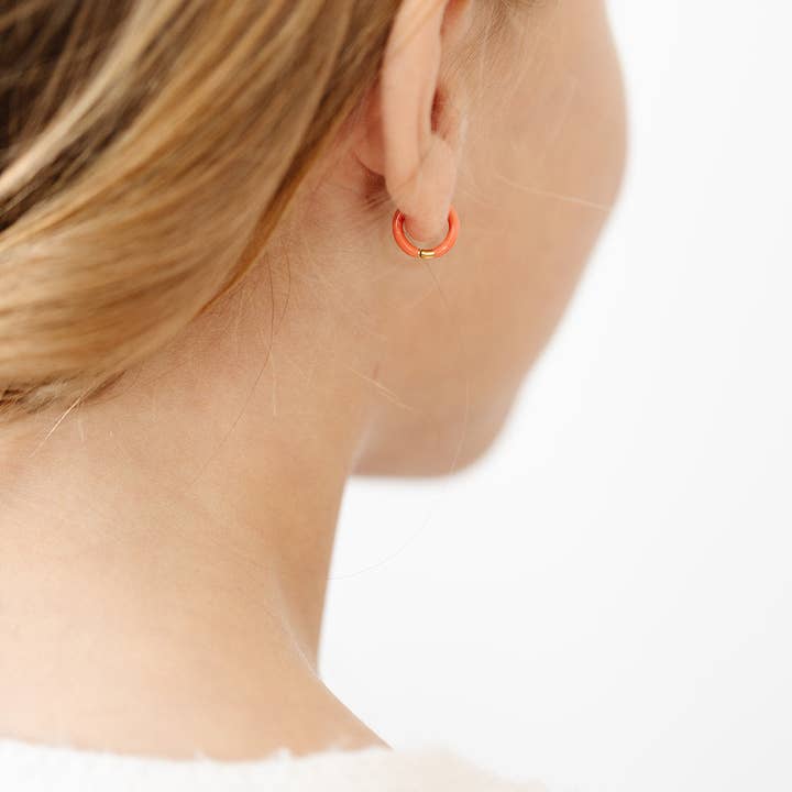 Pip Pop Post - Wholesale Huggie Earrings - Enamel Hoop