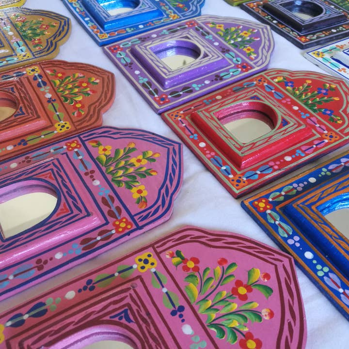 Small handpainted Moroccan mirror/Sample for wholesale by Bohemian souk