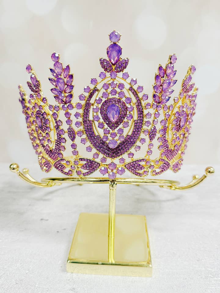 Couronne en Cristal Doré, Couronne de Quinceañera, Bijoux Princesse Lavande pour la vente par Happy Dream Gifts