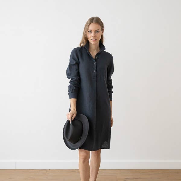 LinenMe - Wholesale Dress - Women's - Linen Dress Anthrazite Camilla