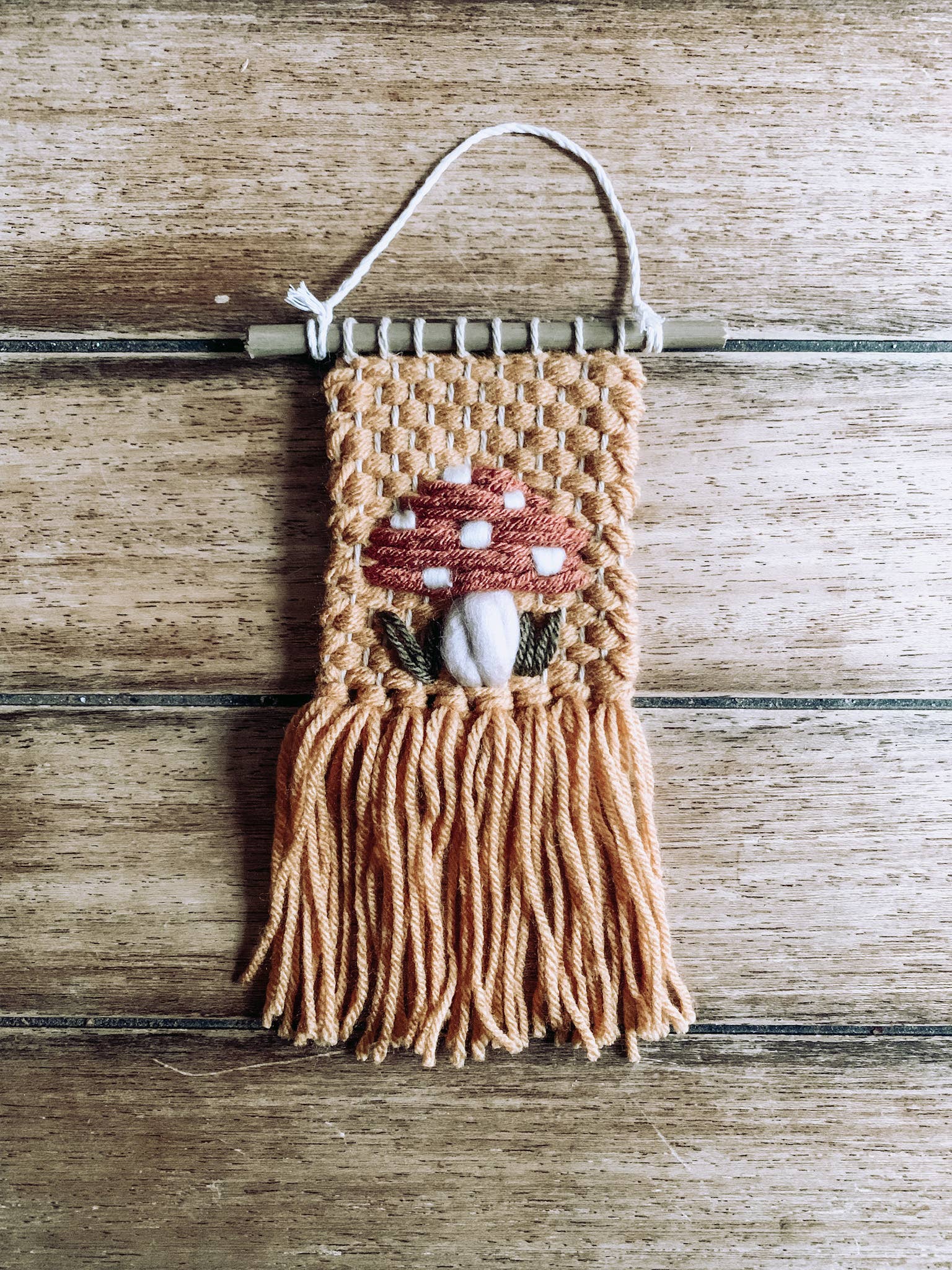 Hippie & Fringe - Wholesale Tapestry/Textile - Mini Macrame Woven Wall Hanging - Boho Mushroom Design3