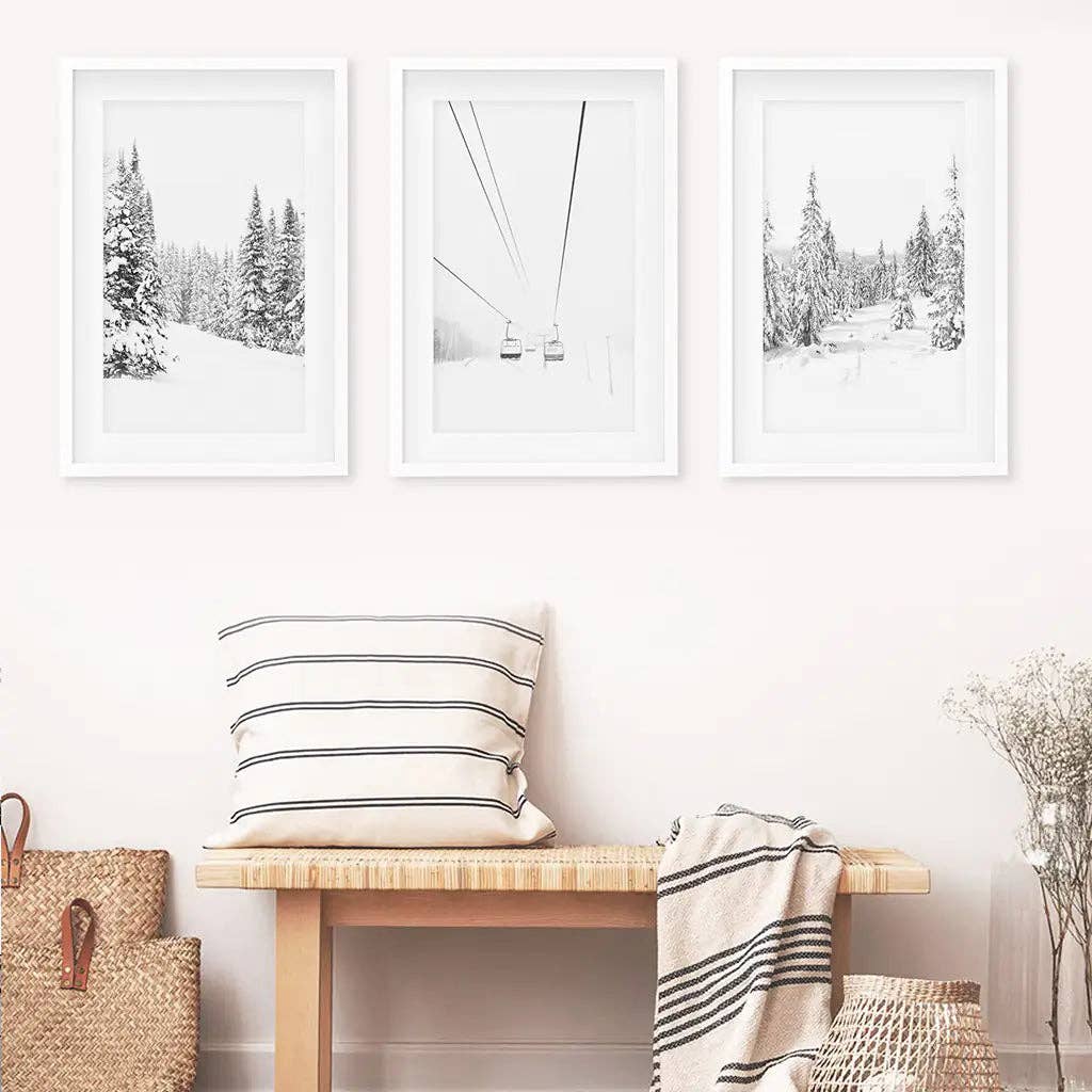 Art Lane - Wholesale Gallery Wall Set - Winter Skiing Black White Wall Art. Ski Lift, Snowy Forest7