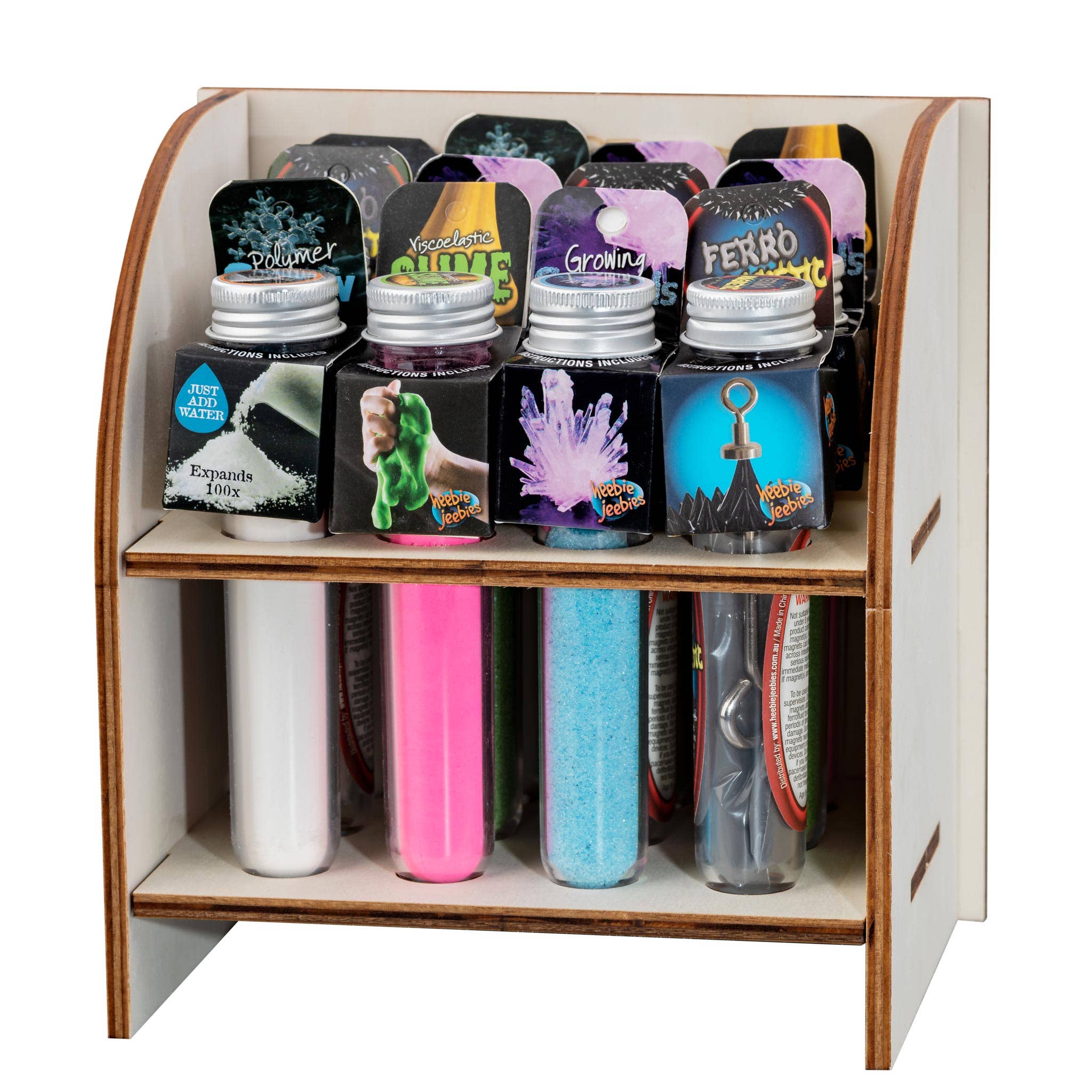 Heebie Jeebies USA - Vente Présentoir – enfant et bébé - Support à tubes à essai demi-affichage en contreplaqué5