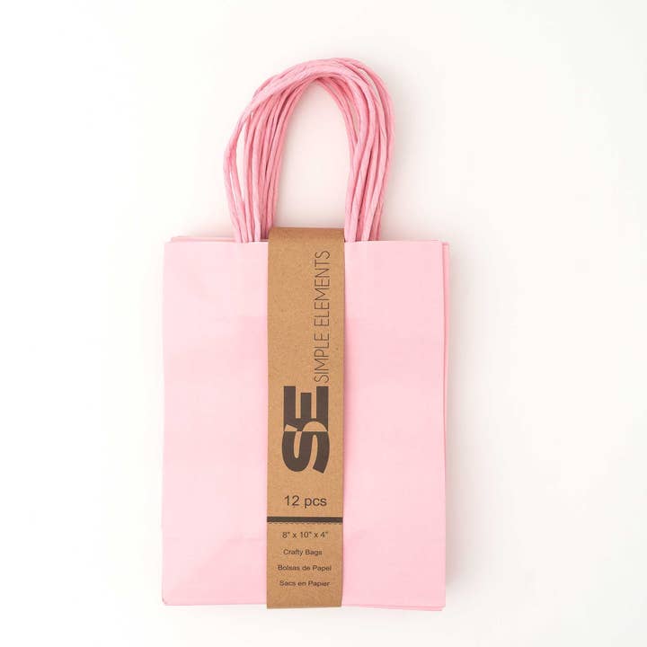 Large Paper Gift Bags 10" 12pc/pack - Pink for wholesale by Portofino International Trading, USA
