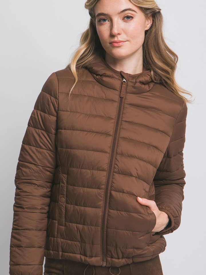 Casaco Acolchoado Leve com Capuz por atacado de Pink Irene Wholesale