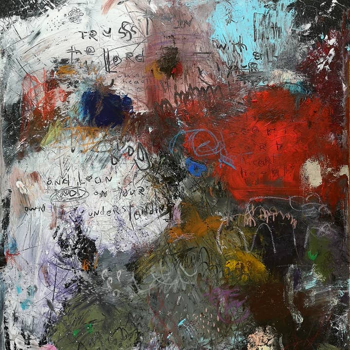 #083002 Proverbios 3:5 <br> Impresión de Escritura de Arte Abstracto para venta al por mayor de Michel Keck LLC