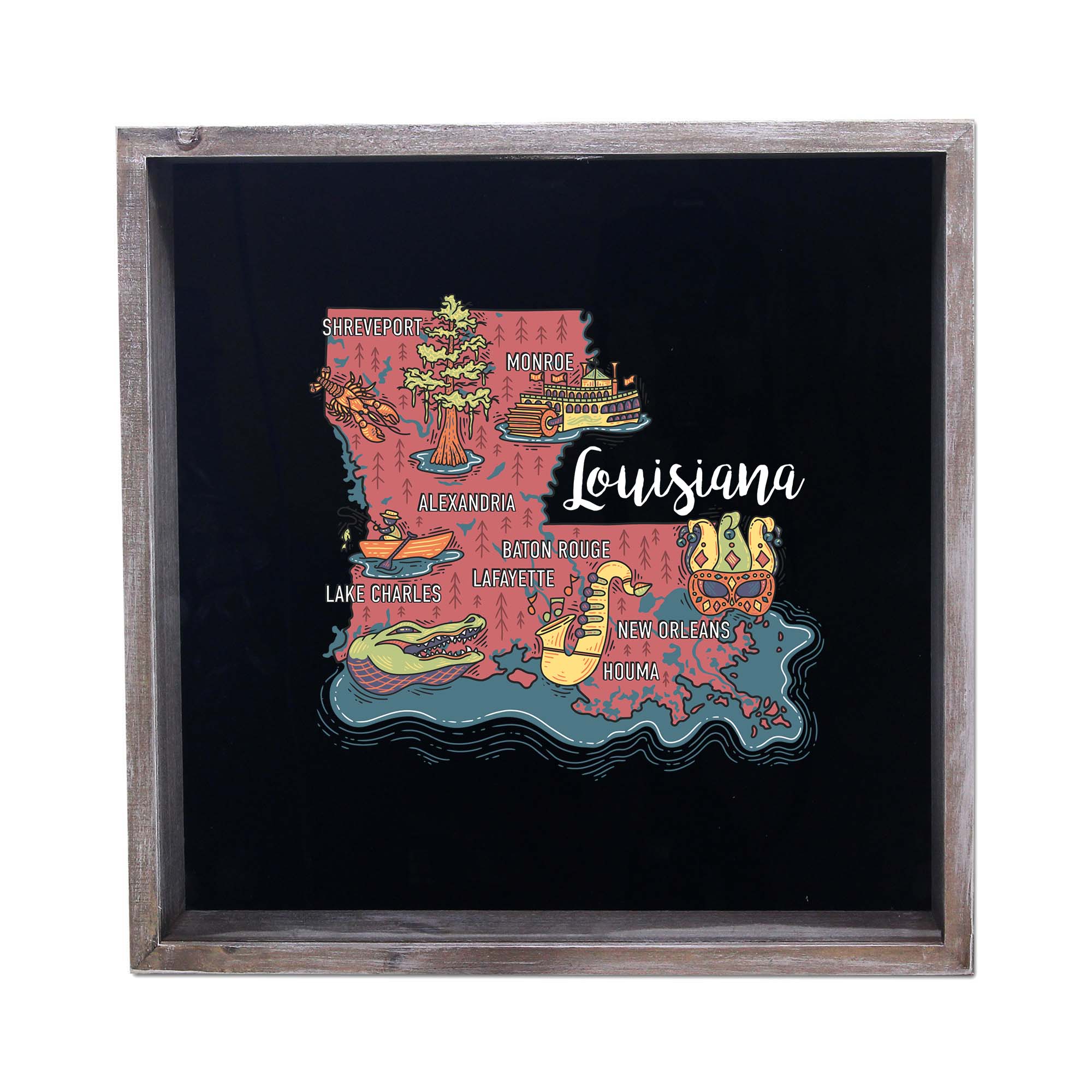 Torched Products - Wholesale Sign - State Map Design Shadow Box - Gray15