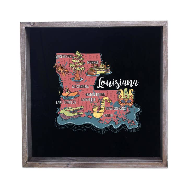 Torched Products - Wholesale Sign - State Map Design Shadow Box - Gray15