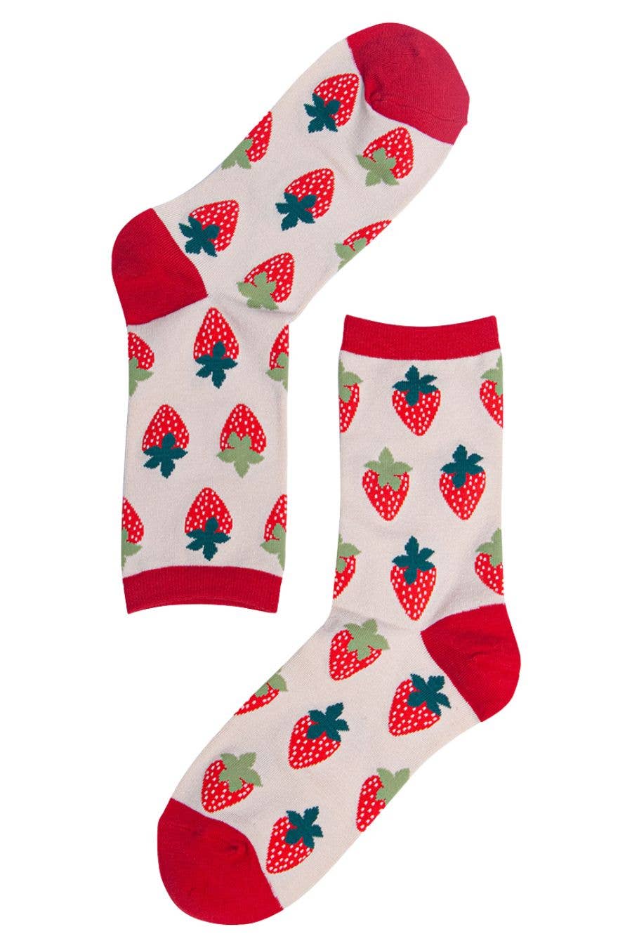 Sock Talk – wholesale Socks – Women's – Womens Bamboo Strawberry Ankle Socks Novelty Fruit Socks Red1
