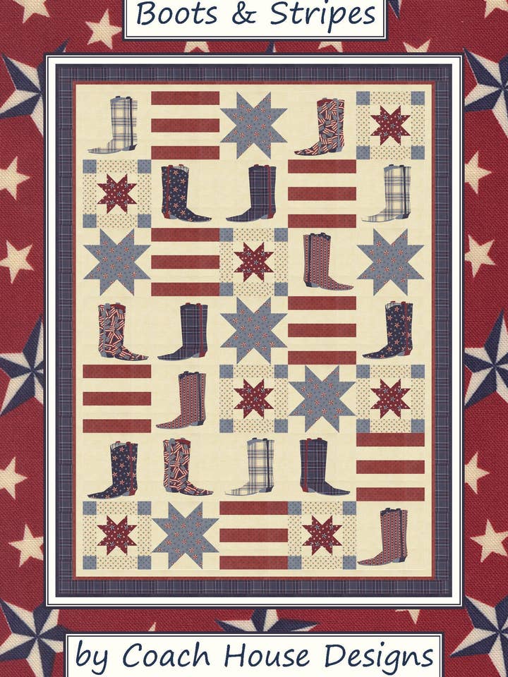 Motif de courtepointe Bottes et Rayures pour la vente par Coach House Designs