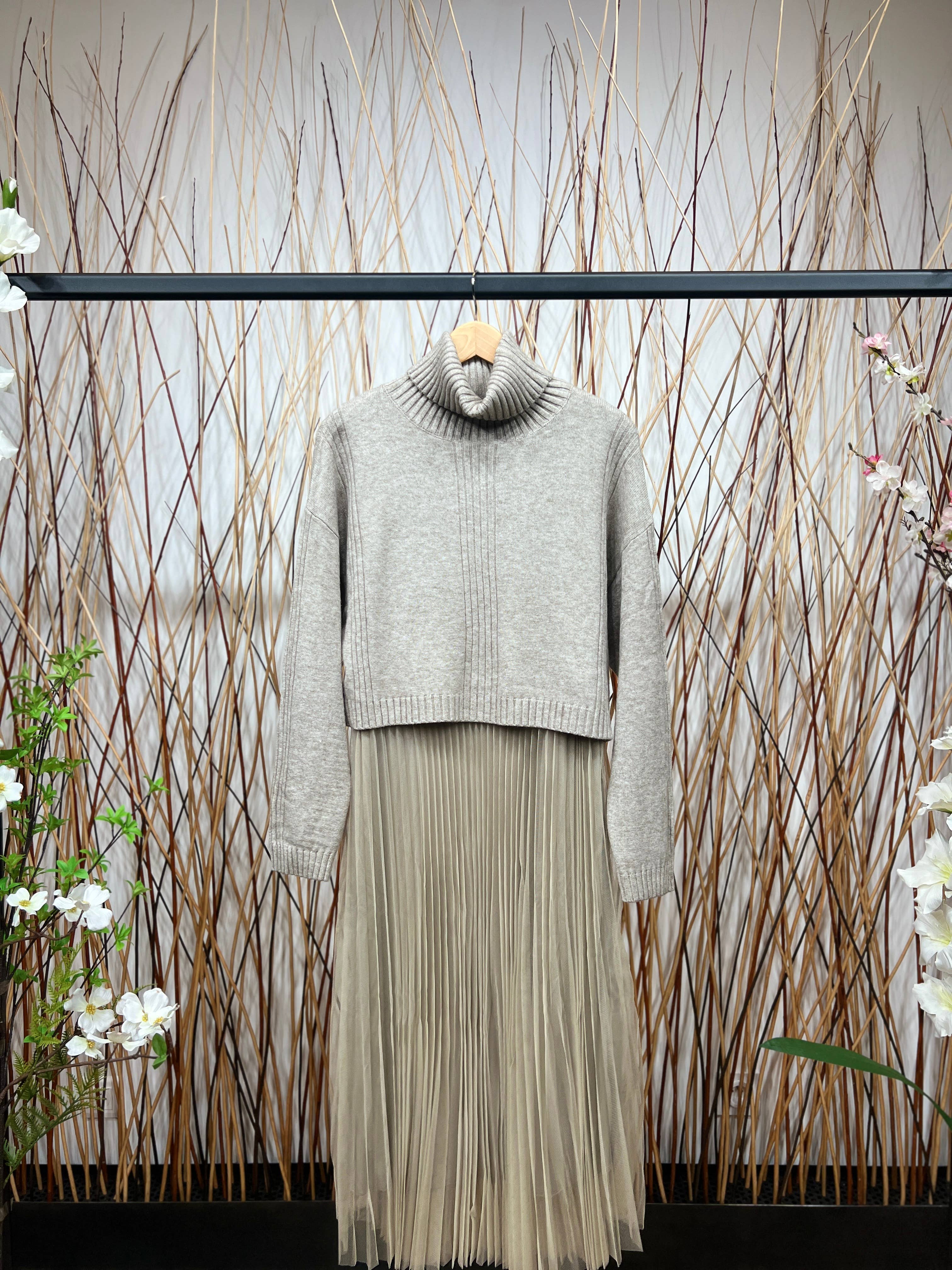 L'Emotion - Vente Ensemble haut et jupe - Femme - Ensemble Pull & Robe Cropped Côtelé Col Roulé Relief2