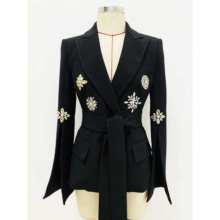 BL077 Diamantbæltet blazer med perleelegance for engroshandel hos Productseeker