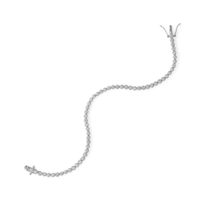 7,5-Zoll-Tennisarmband, rhodiniert, 2 mm, rund, Zirkonia für den Großhandel von Silver Stars Collection