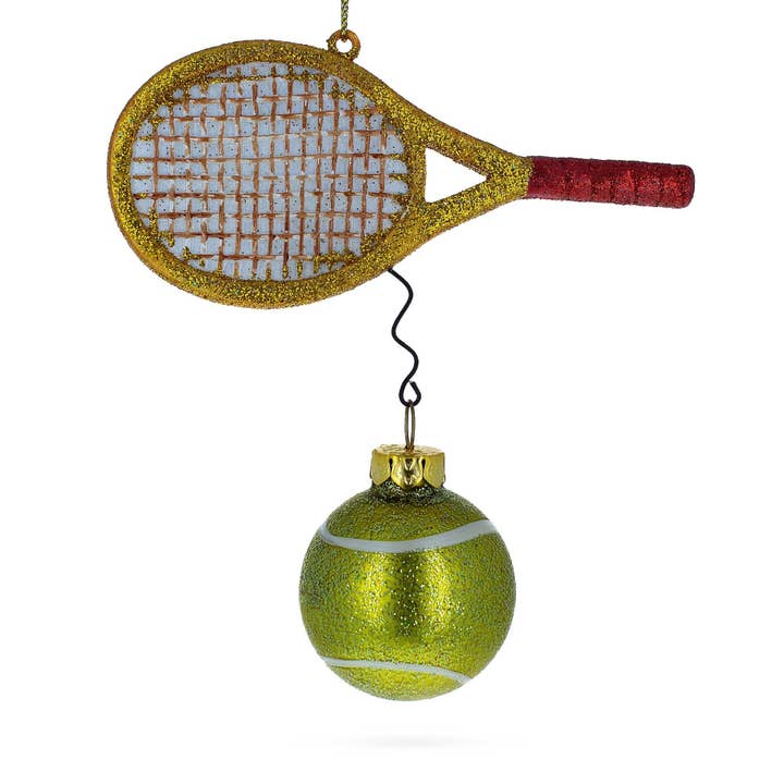 BestPysanky – Großhandel Verzierung – Tennis-Schläger und Ball Glas-Weihnachtsornament1