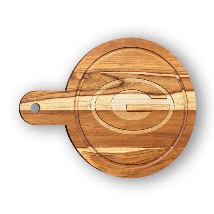 Planche à fromage circulaire en teck massif des Green Bay Packers de la NFL pour la vente par Fan Creations