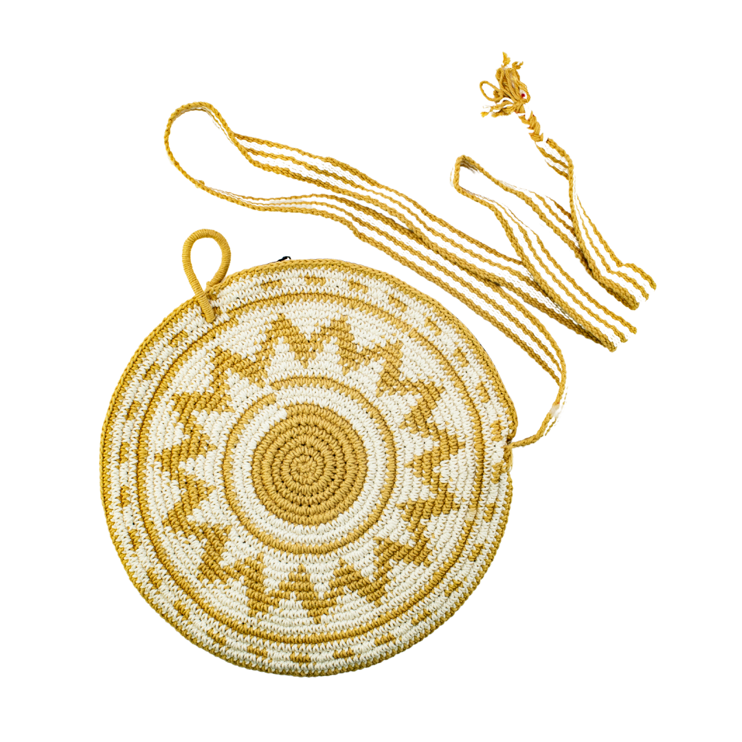 Ivoire Porte-monnaie croisé rond en crochet Nadia - Guatemala en vente sur Faire1