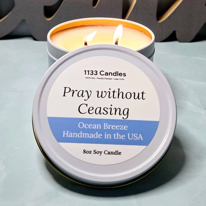 8oz Candle Ocean Breeze | Summer Scent |Bible Verse Candle for wholesale by 1133 Candles