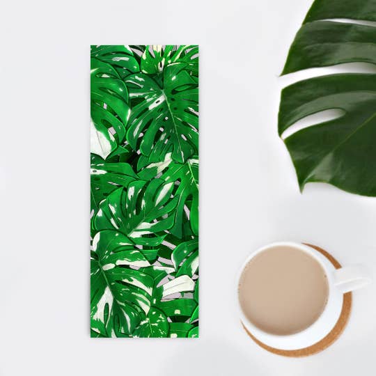 Monstera variegata bookmark with illustrated leaves for wholesale by plantyintroverts