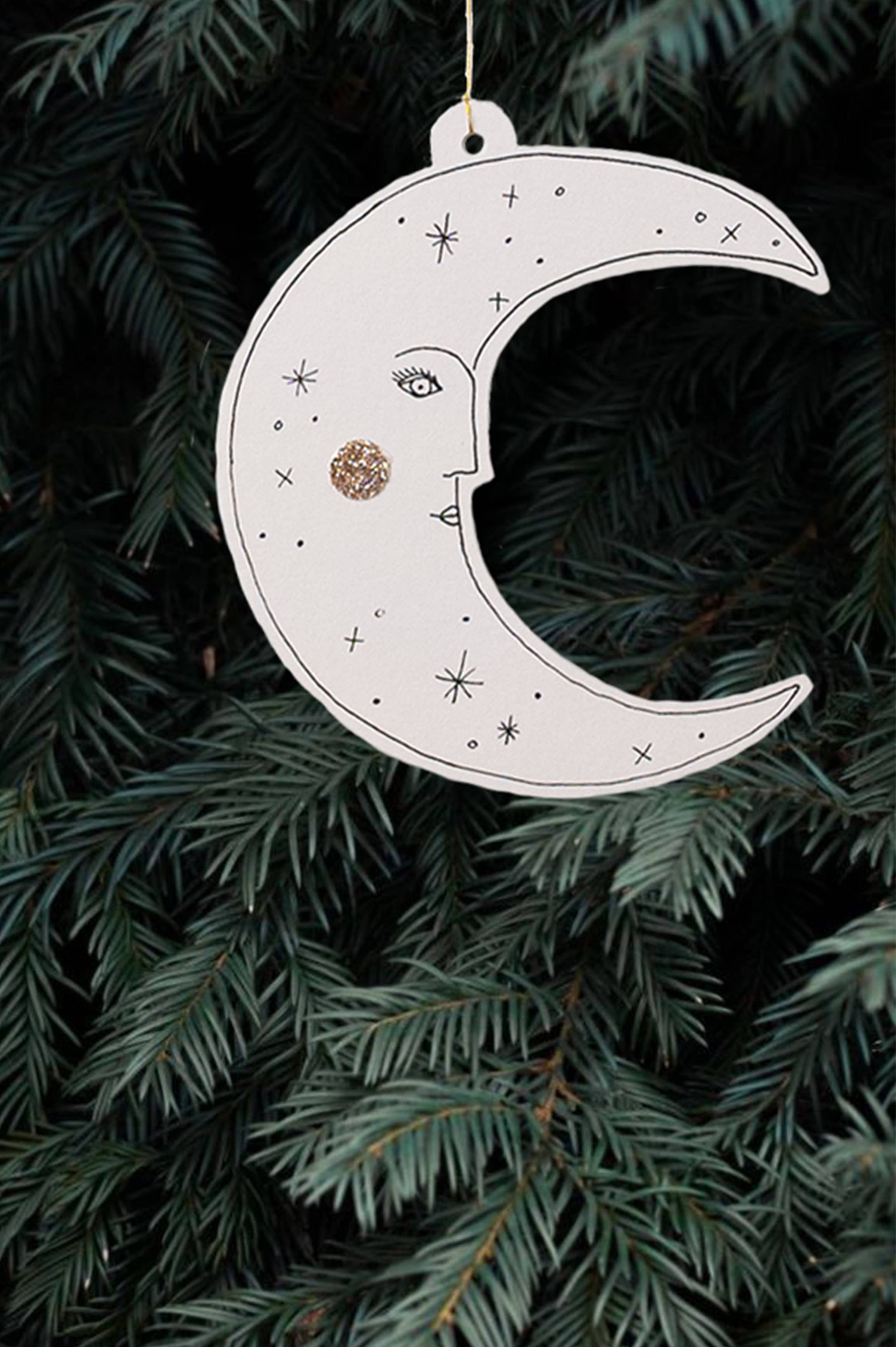 Katie Housley – wholesale Stationery/notecard set – MOONFACE PAPERCUT DECORATION WITH POSTCARD AND ENVELOPE1