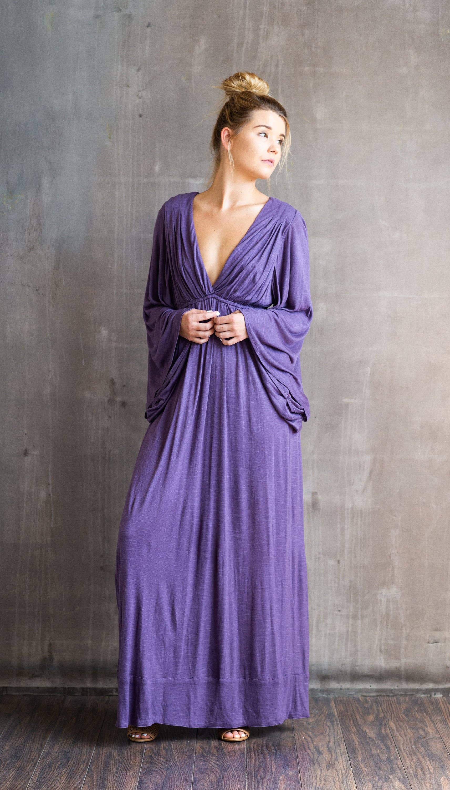 Paramita Designs - Vente Robe – femme - Robe longue déesse à manches cloche4