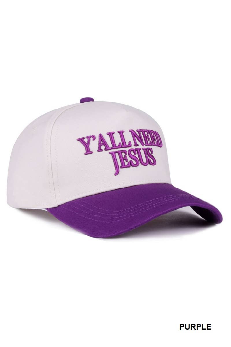 Vanilla Monkey - Wholesale Baseball Cap - Women's - Y'all Need Jesus Two Tone Canvas Cotton Cap3